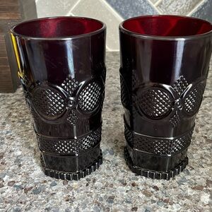 2 Avon Cape Cod Collection Ruby Red Water Goblets